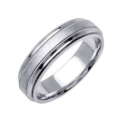 6.5mm 4 Row Milgrain with Brushed Finish Center Fancy Men's Wedding Band