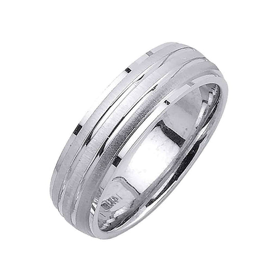 6.5mm 3  Brushed Finish Rows Fancy Men's Wedding Band