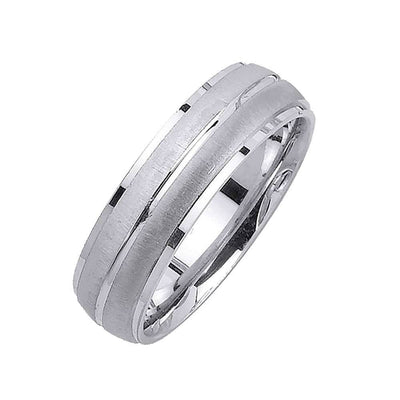 6.5mm 2  Brushed Finish Rows Fancy Men's Wedding Band