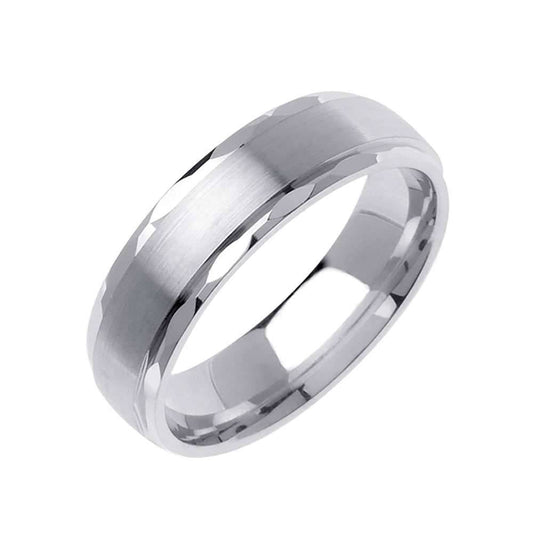 6.5mm Brushed Finish Center with Cut Polished Edge Fancy Men's Wedding Band