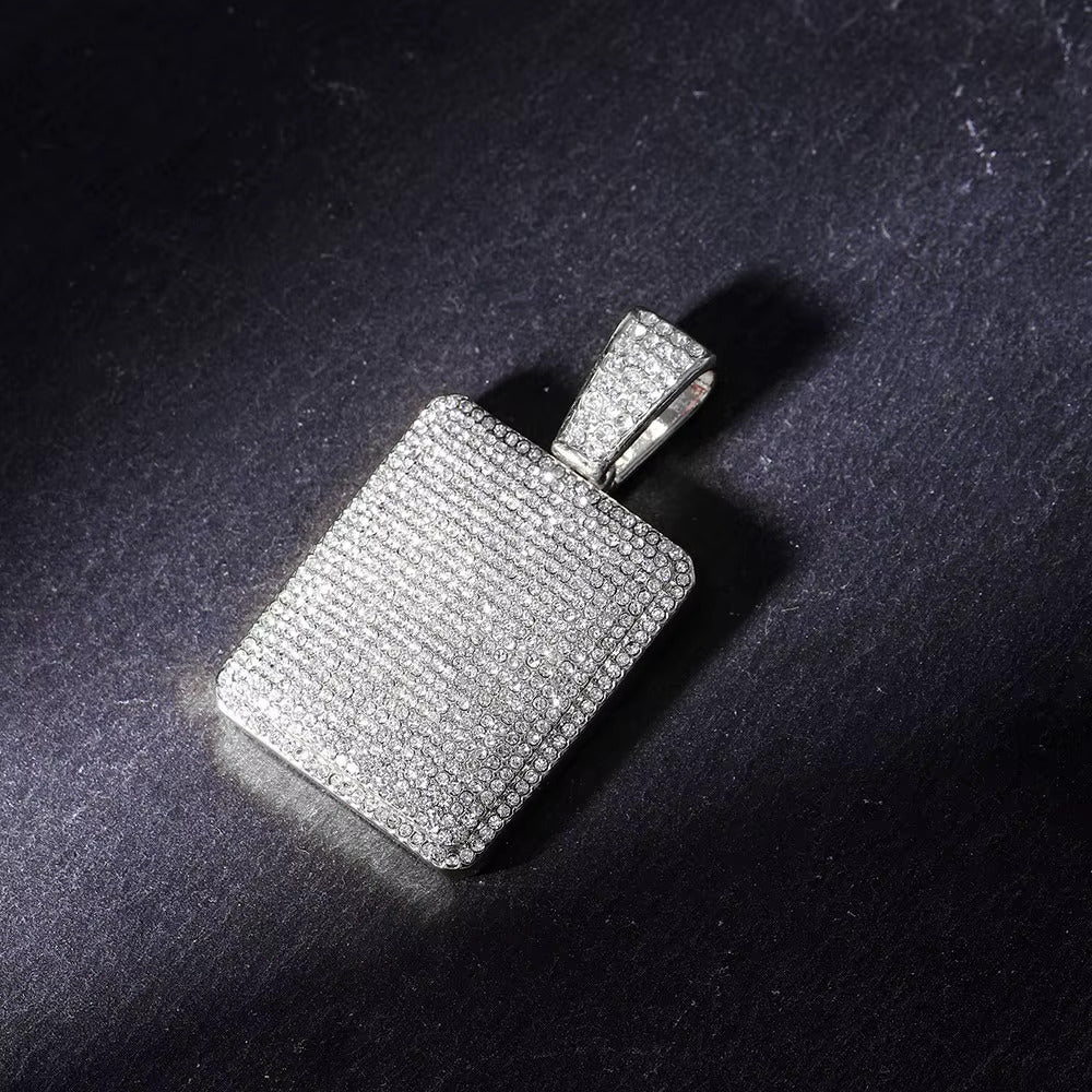 1.75ct TCW Iced Out Dog Tag Moissanite Charm Men's Pendant (Pendant Only. Chain Not Included)