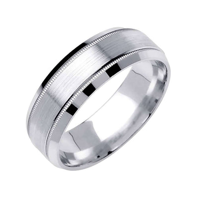 7mm Matte Center with Polished Beveled Edges Fancy Men's Wedding Band