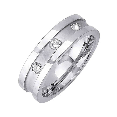 7mm Contemporary Style Polishe Edges Men's Diamond Wedding Band