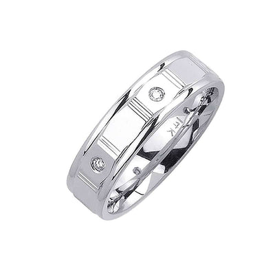 6mm Polished Finish Bezel Set Men's Diamond Wedding Band