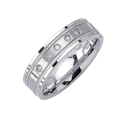 6mm Milgrain Accent Men's Diamond Wedding Band