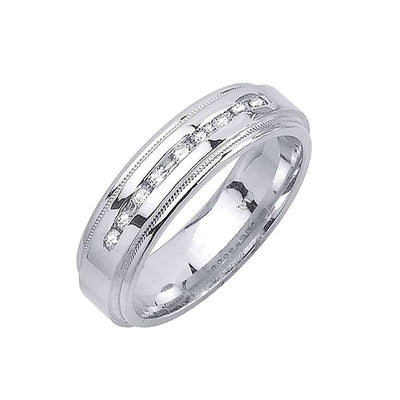 6mm Milgrain Accent Polished Finish Men's Diamond Wedding Band