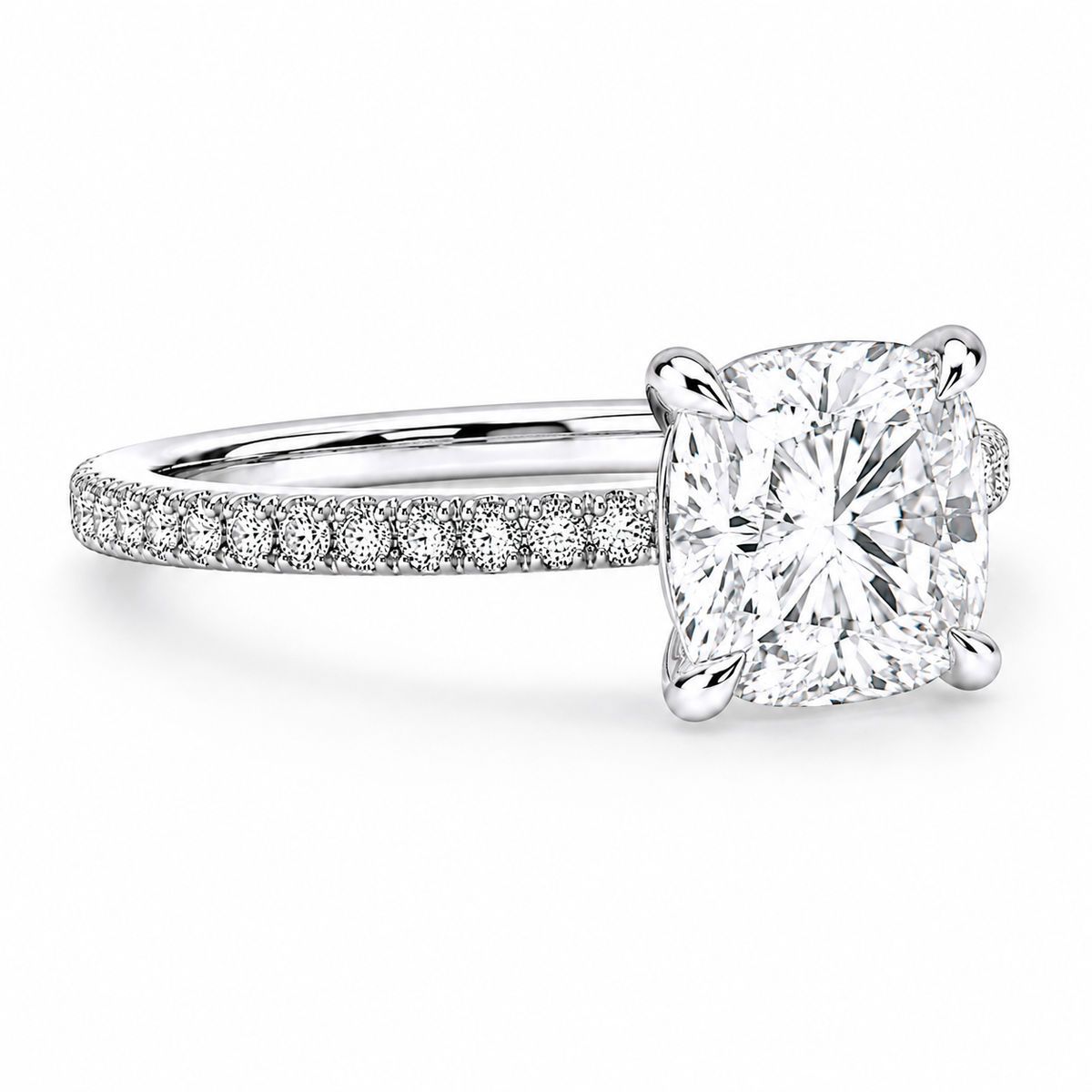 Hidden Halo Engagement Ring - Natural Cushion