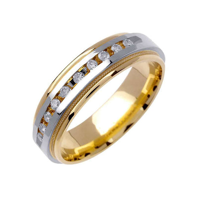 6mm Polished 2 Tone Men's Diamond Wedding Band