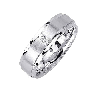 7mm  Matte Finish Polished Edges with Round Diamond Inlay Men's Diamond Wedding Band