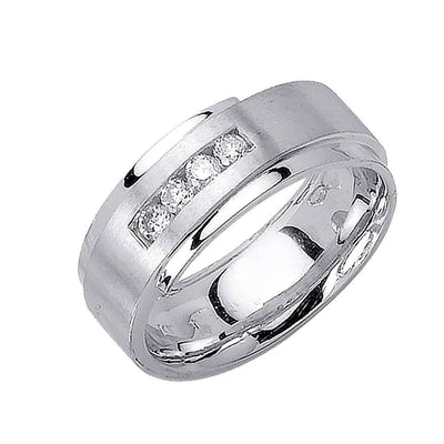 8mm Matte Finish Center with Polished Edges Men's Diamond Wedding Band