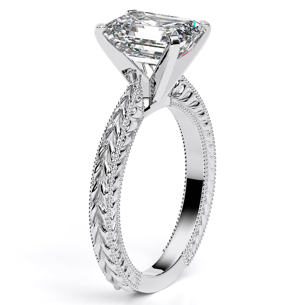 Huge Rock: 3CT Emerald Moissanite Engagement Ring