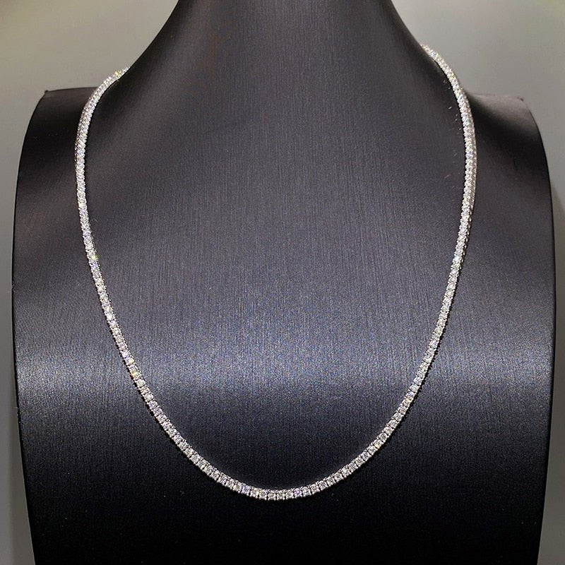 2CT TCW Round Diamond 4 Prong Tennis Necklace - BeverlyDiamonds