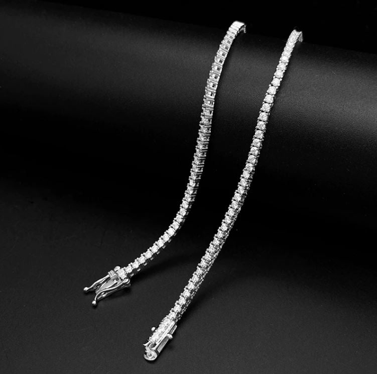 2CT TCW Round Diamond 4 Prong Tennis Necklace - BeverlyDiamonds