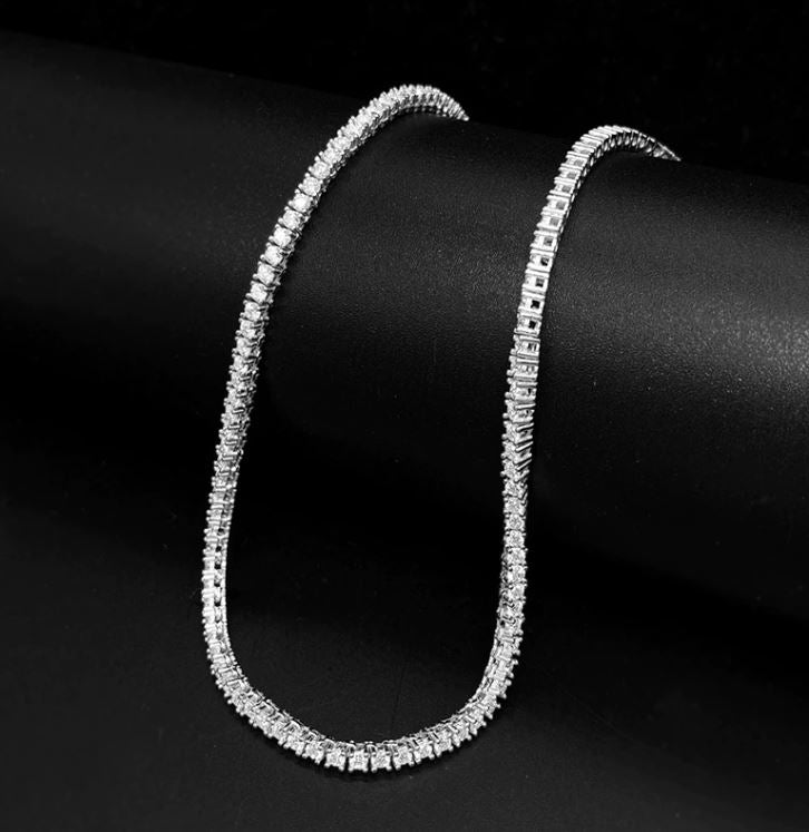 2CT TCW Round Diamond 4 Prong Tennis Necklace - BeverlyDiamonds