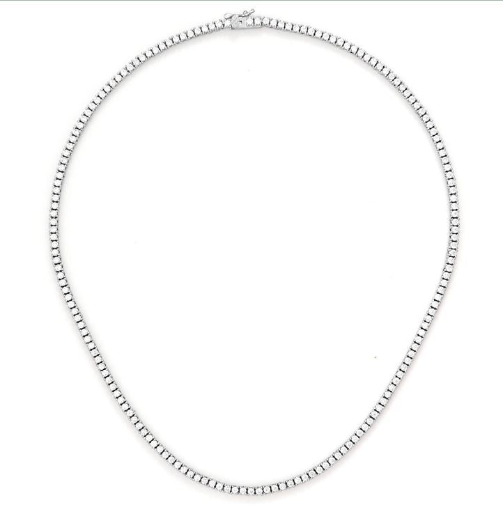 2CT TCW Round Diamond 4 Prong Tennis Necklace - BeverlyDiamonds