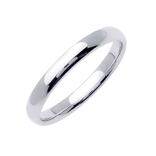 2mm Semi Dome Plain Men's Wedding Band (14k White Gold) - BeverlyDiamonds