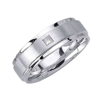 7mm Matte Finish Center with Polished Edges Men's Diamond Wedding Band