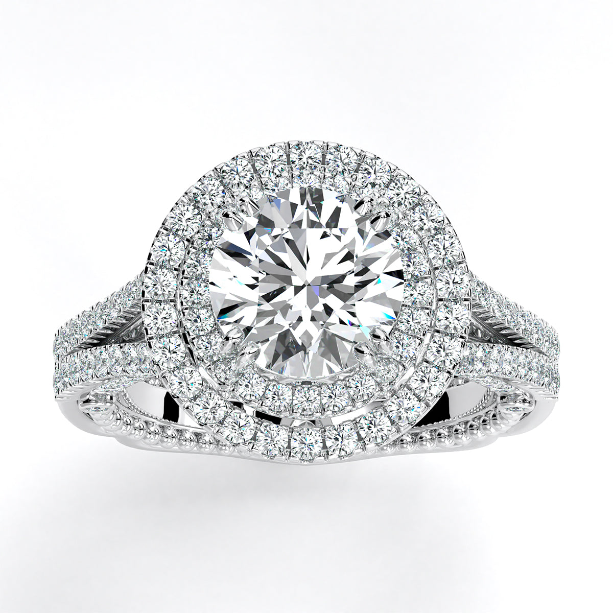 Lupin Round Diamond Engagement Ring (Lab Grown Igi Cert) whitegold