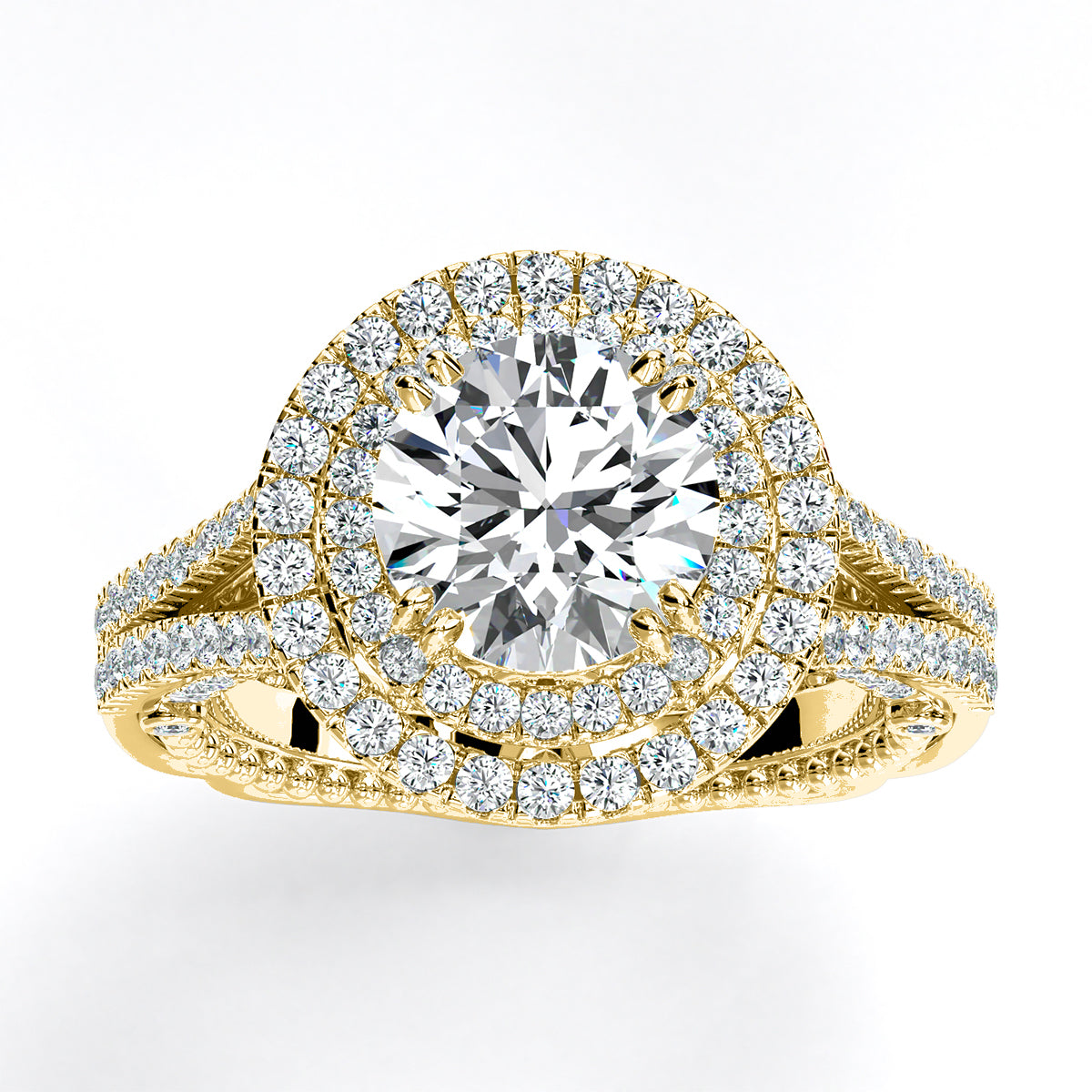 Lupin Round Diamond Engagement Ring (Lab Grown Igi Cert) yellowgold