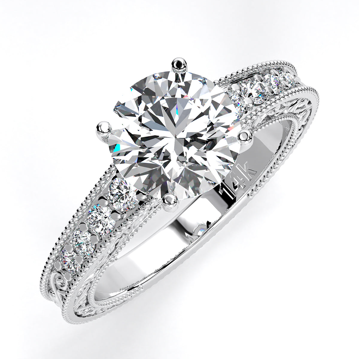 Romy Round Diamond Engagement Ring (Lab Grown Igi Cert) whitegold