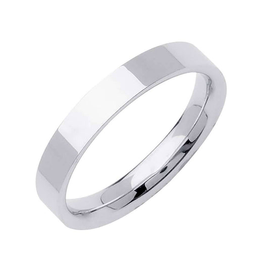 3mm Flat Plain Men's Wedding Band (14k White Gold) - BeverlyDiamonds