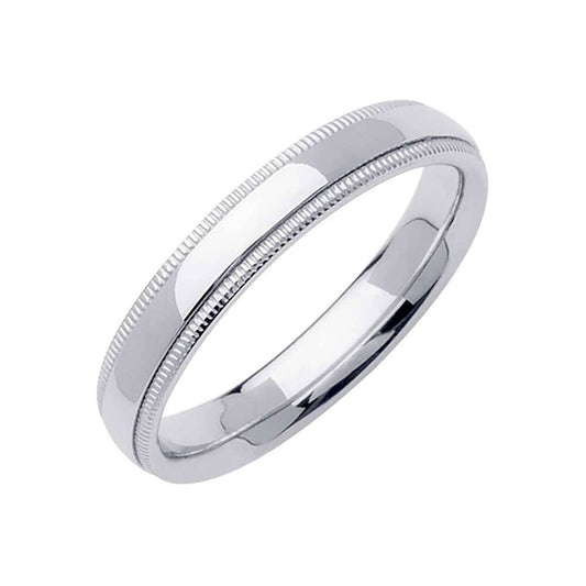 3mm Millgrain Plain Men's Wedding Band (14k White Gold) - BeverlyDiamonds