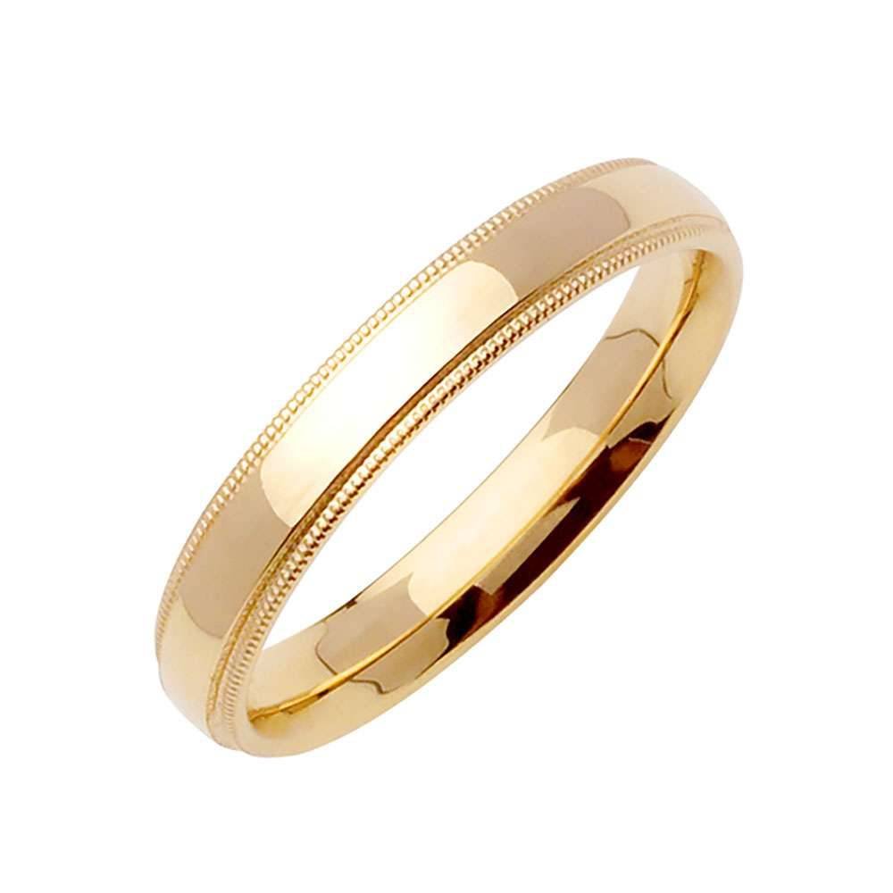 3mm Millgrain Plain Men's Wedding Band (14k Yellow Gold) - BeverlyDiamonds