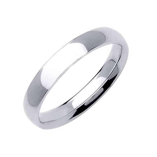 3mm Semi Dome Plain Men's Wedding Band (14k White Gold) - BeverlyDiamonds