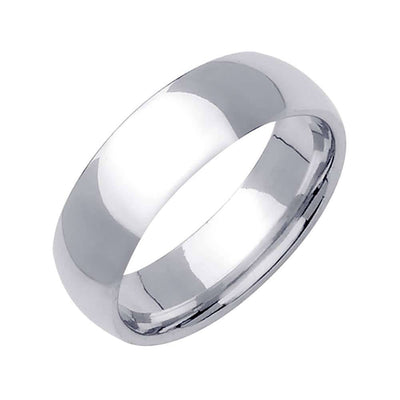 6mm Semi Dome Plain Men's Wedding Band (14k White Gold)