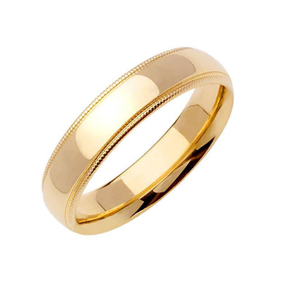 4mm Millgrain Plain Men's Wedding Band (14k Yellow Gold)