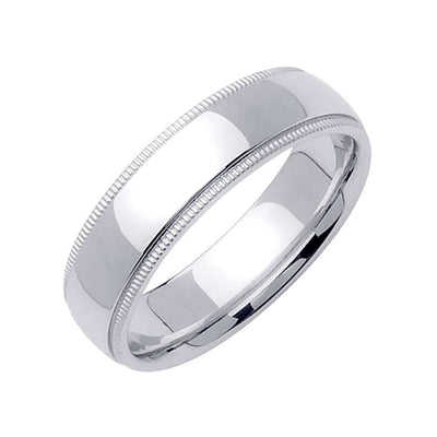 5mm Millgrain Plain Men's Wedding Band (14k White Gold)