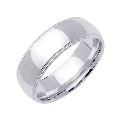 6mm Millgrain Plain Men's Wedding Band (14k White Gold)