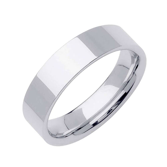 5mm Flat Plain Men's Wedding Band (14k White Gold)