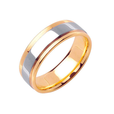 7mm Step Band Polished Finish Two Tone Men's Wedding Band