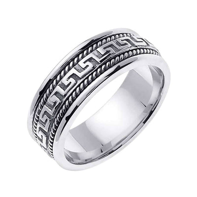 8mm Greek Key Rope Accent Celtic Men's Wedding Band