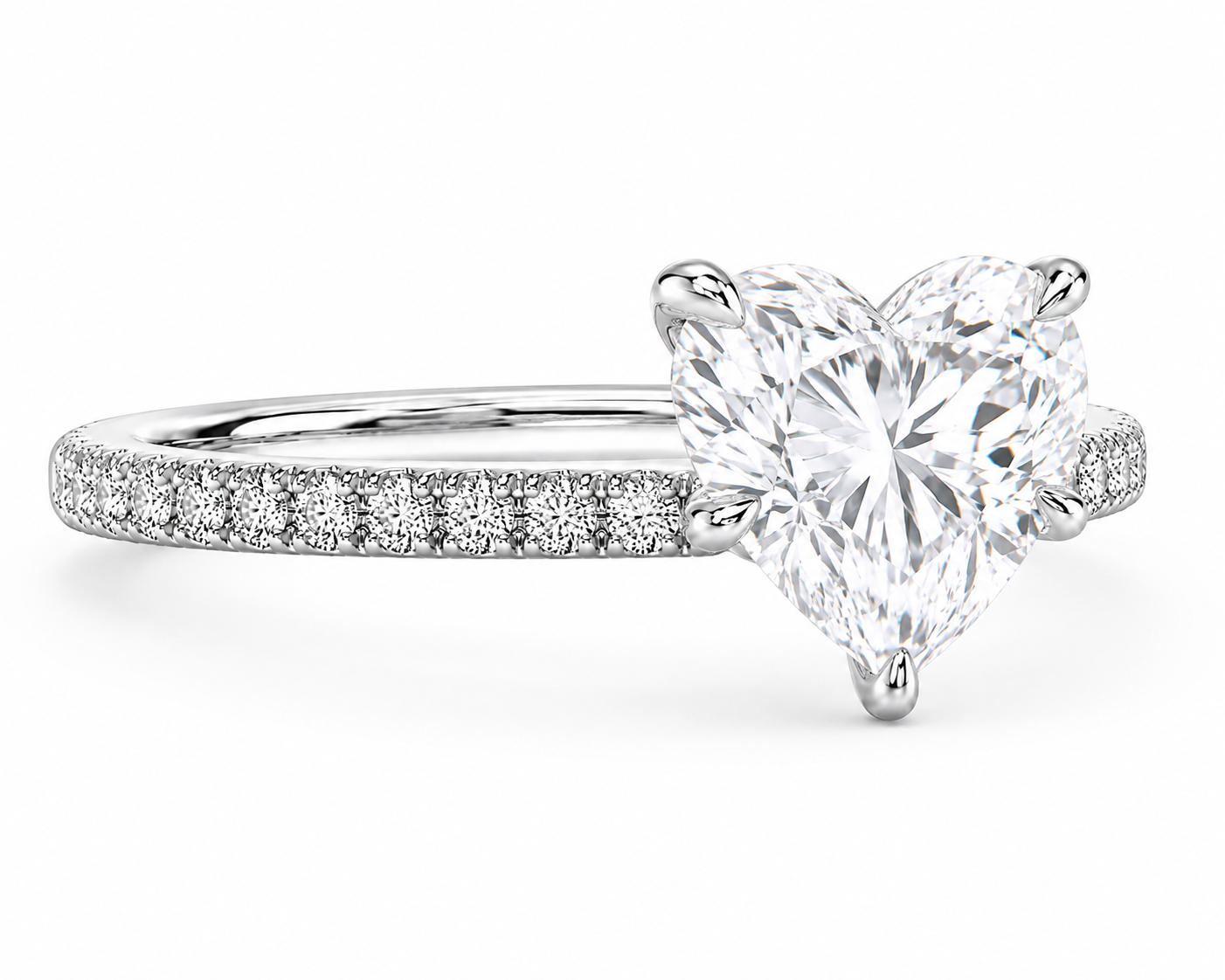 Hidden Halo Engagement Ring - Natural Heart