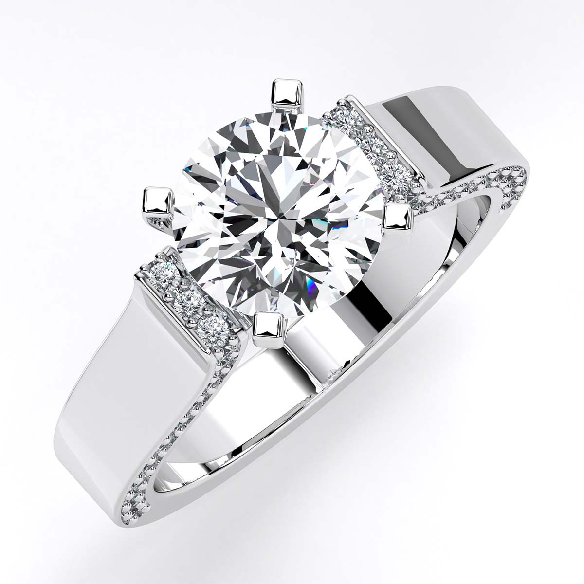 Lavender Round Diamond Engagement Ring (Lab Grown Igi Cert) whitegold