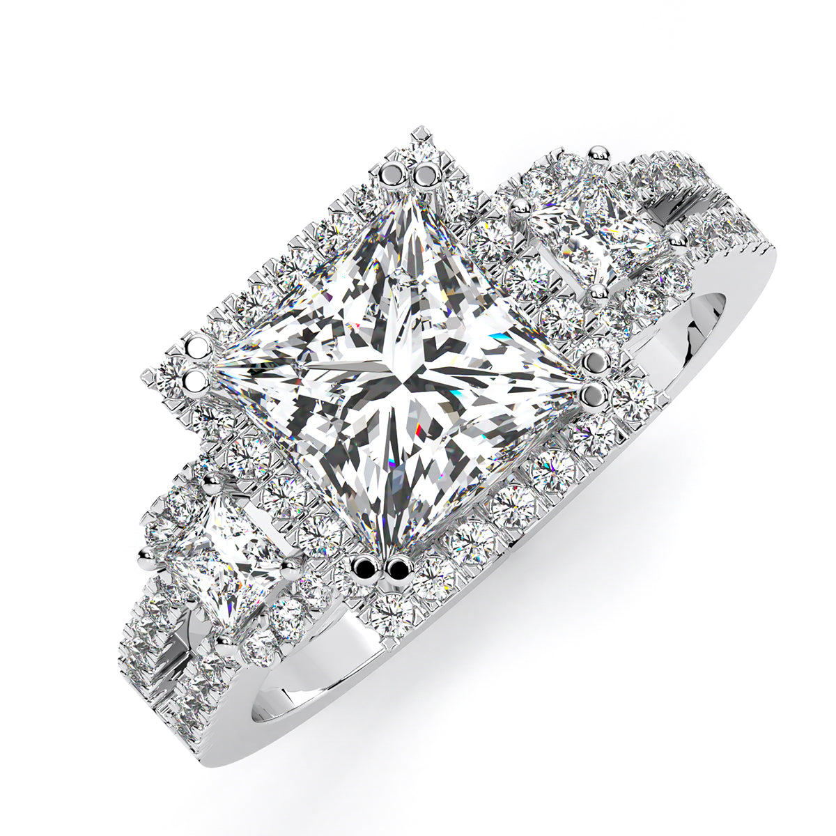 Huge Rock: 2.50ct TCW Princess Moissanite Engagement Ring
