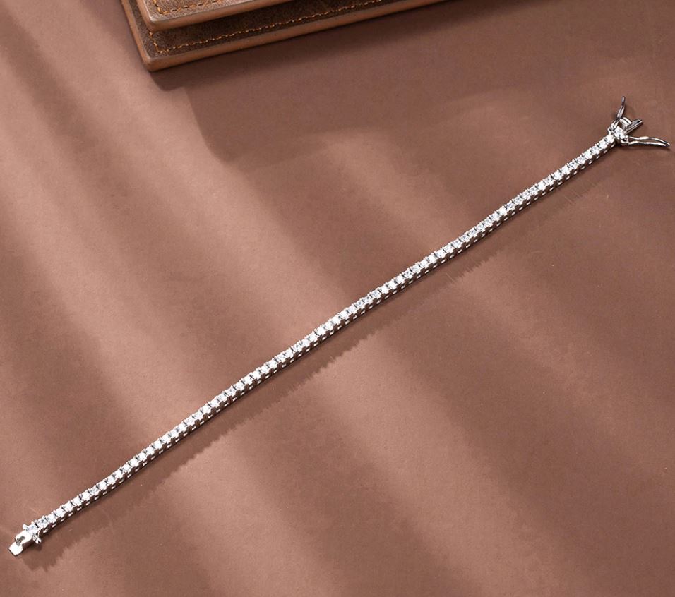 4CT TCW Round Lab Diamond Tennis Bracelet(White-Gold)