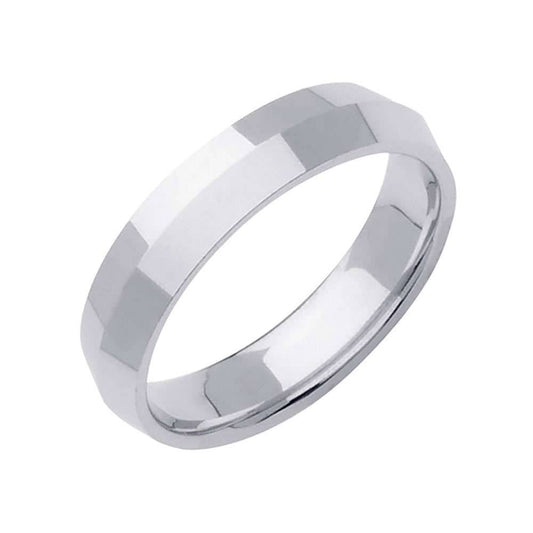 4mm Knife Edge Plain Men's Wedding Band (14k White Gold) - BeverlyDiamonds