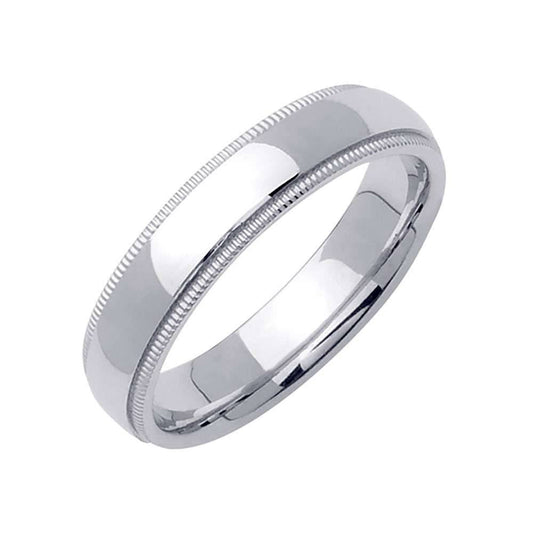 4mm Millgrain Plain Men's Wedding Band (14k White Gold) - BeverlyDiamonds