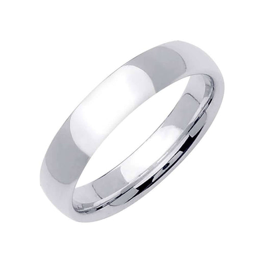 4mm Semi Dome Plain Men's Wedding Band (14k White Gold) - BeverlyDiamonds