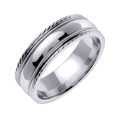 7mm Handmade Men's Wedding Band (14k White Gold)