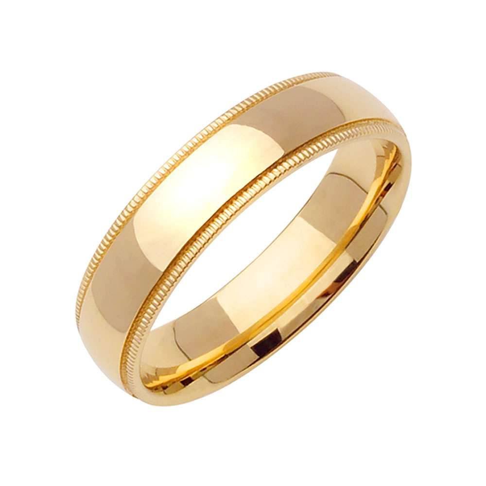 5mm Millgrain Plain Men's Wedding Band (14k Yellow Gold) - BeverlyDiamonds