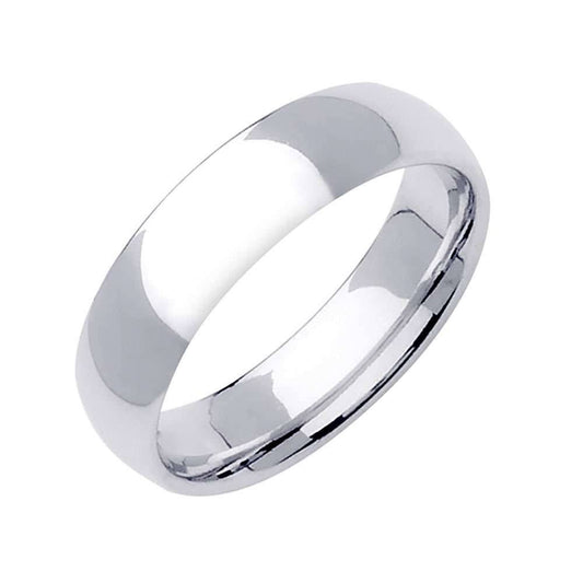 5mm Semi Dome Plain Men's Wedding Band (14k White Gold) - BeverlyDiamonds