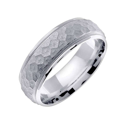 7mm Honey Comb Hammered Handmade Men's Wedding Band