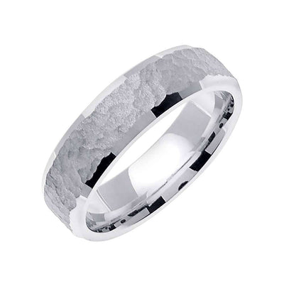 6mm Hammered Polished Edge Handmade Men's Wedding Band