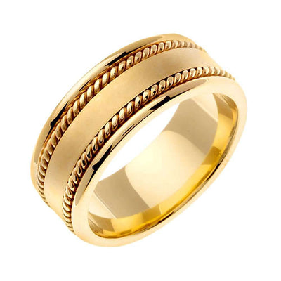 8mm Double Rope Matte Finish Center  Handmade Men's Wedding Band