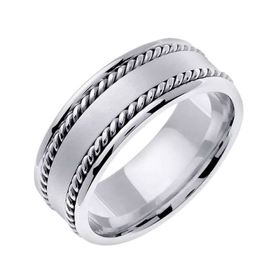 8mm Double Rope with  Matte Finish Center  Handmade Men's Wedding Band