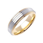 6.5mm Flat Poished Center with 2 Rows Milgrain Two Tone Men's Wedding Band - BeverlyDiamonds
